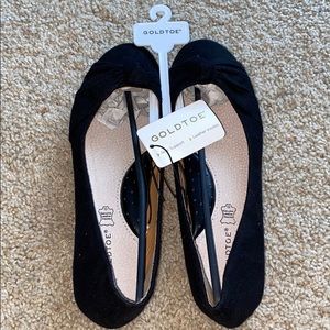 Gold Toe Black Ballet Flats - NWT - Leather Insole